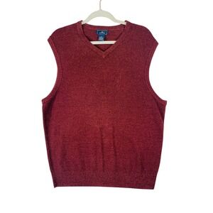Dockers Mens Burgundy V-Neck Argyle Diamond Knit Sweater Vest Red Size Large L/G